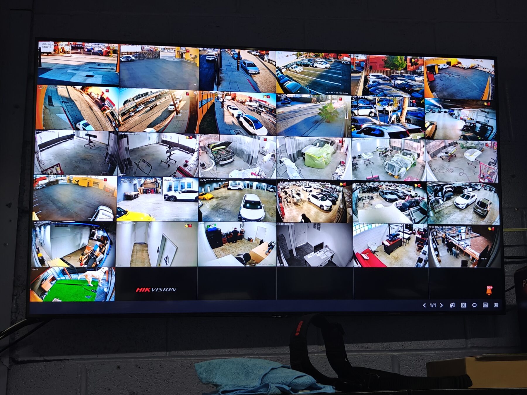 36-channel live camera monitoring wall